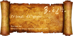 Zrinyi Ágnes névjegykártya